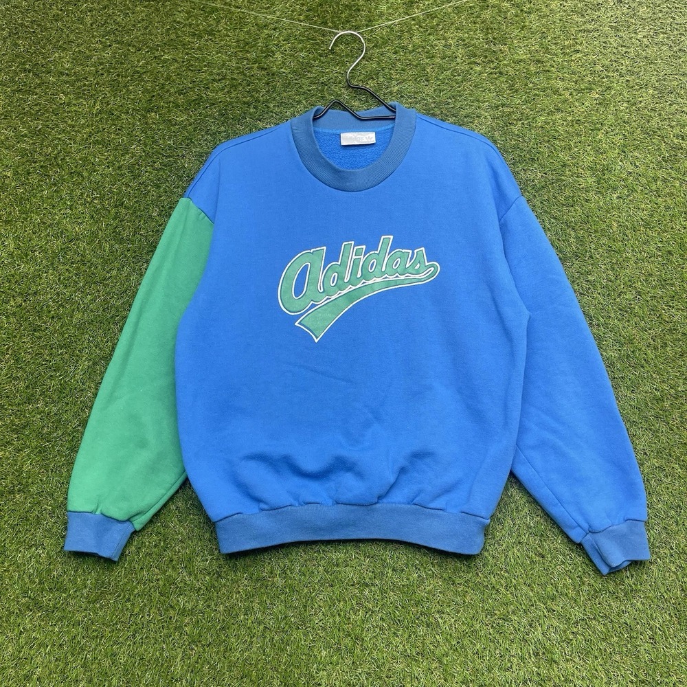 Vintage 90s adidas Sweatshirt Mens Medium Pullover Color Block Embroidered 6376